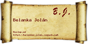 Belanka Jolán névjegykártya