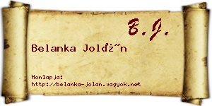 Belanka Jolán névjegykártya